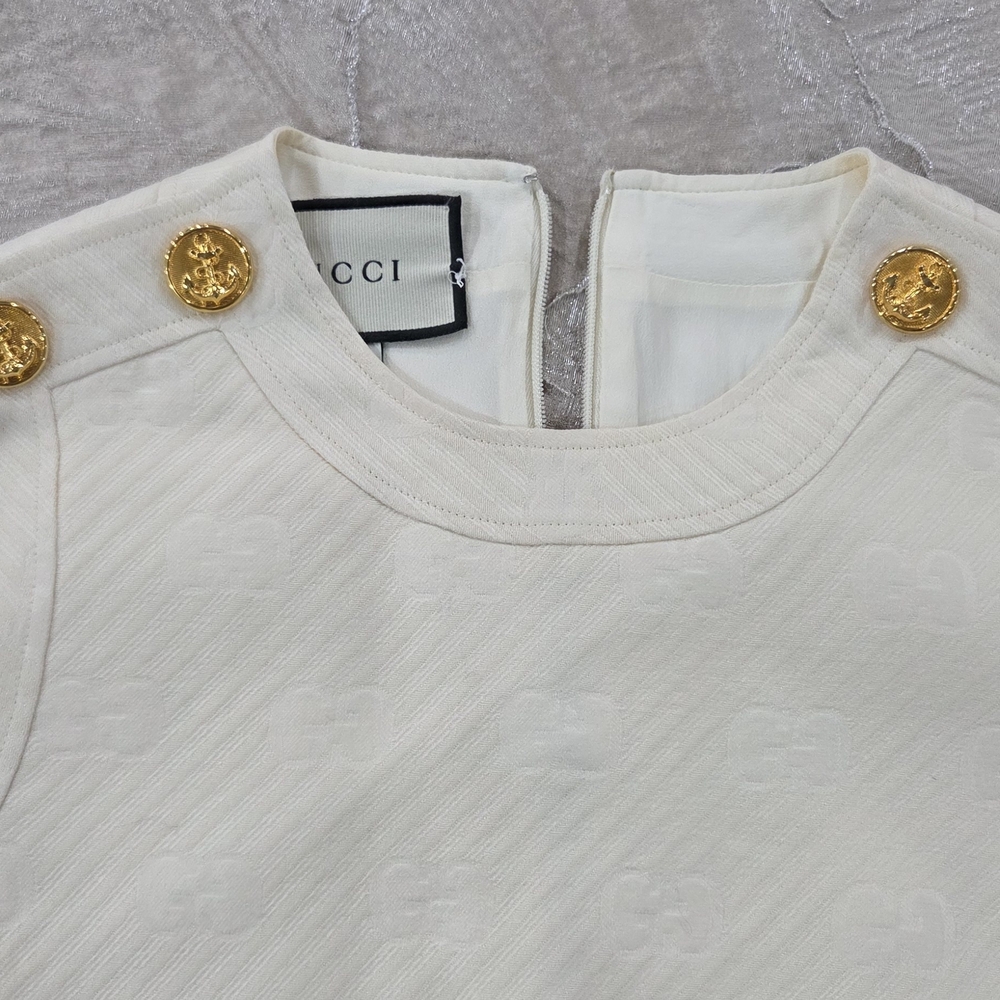 Gucci Cream Top with Gold Buttons